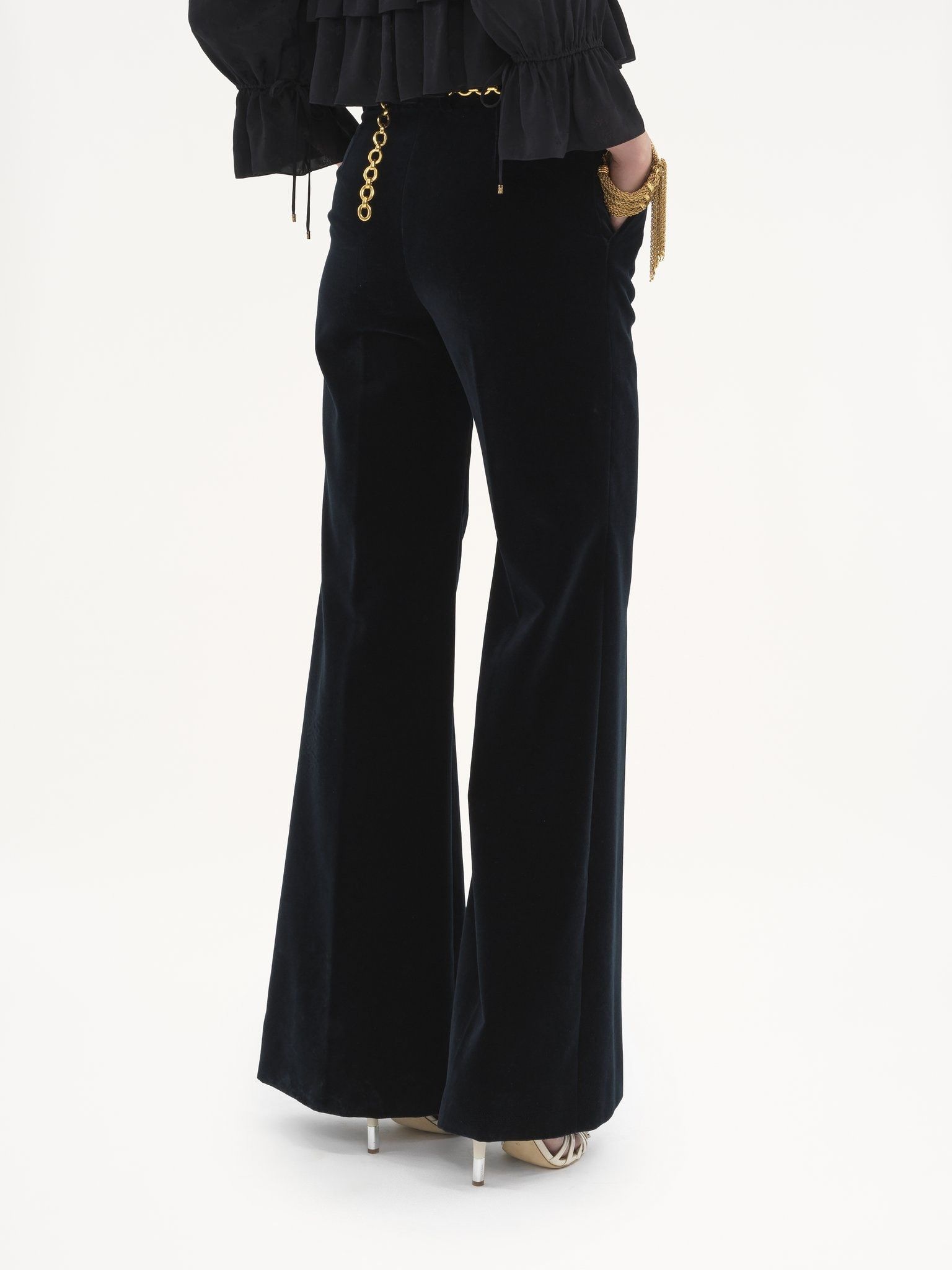 Chloe o1loc1c11125 Velvet Trousers in Evening Blue Size 25" / US 0 / IT 36 - 5 Thumbnail