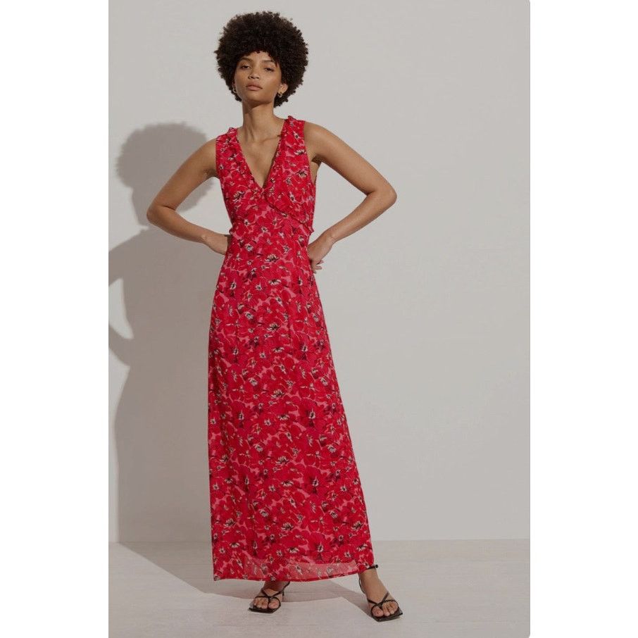 FAITHFULL NWT Faithfull The Brand Floral Maxi Dress Pink & Red Sz 8 Size M / US 6-8 / IT 42-44 - 1 Thumbnail