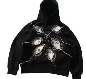 Vintage big eye pattern patchwork hoodie Size US L / EU 52-54 / 3 - 2 Thumbnail