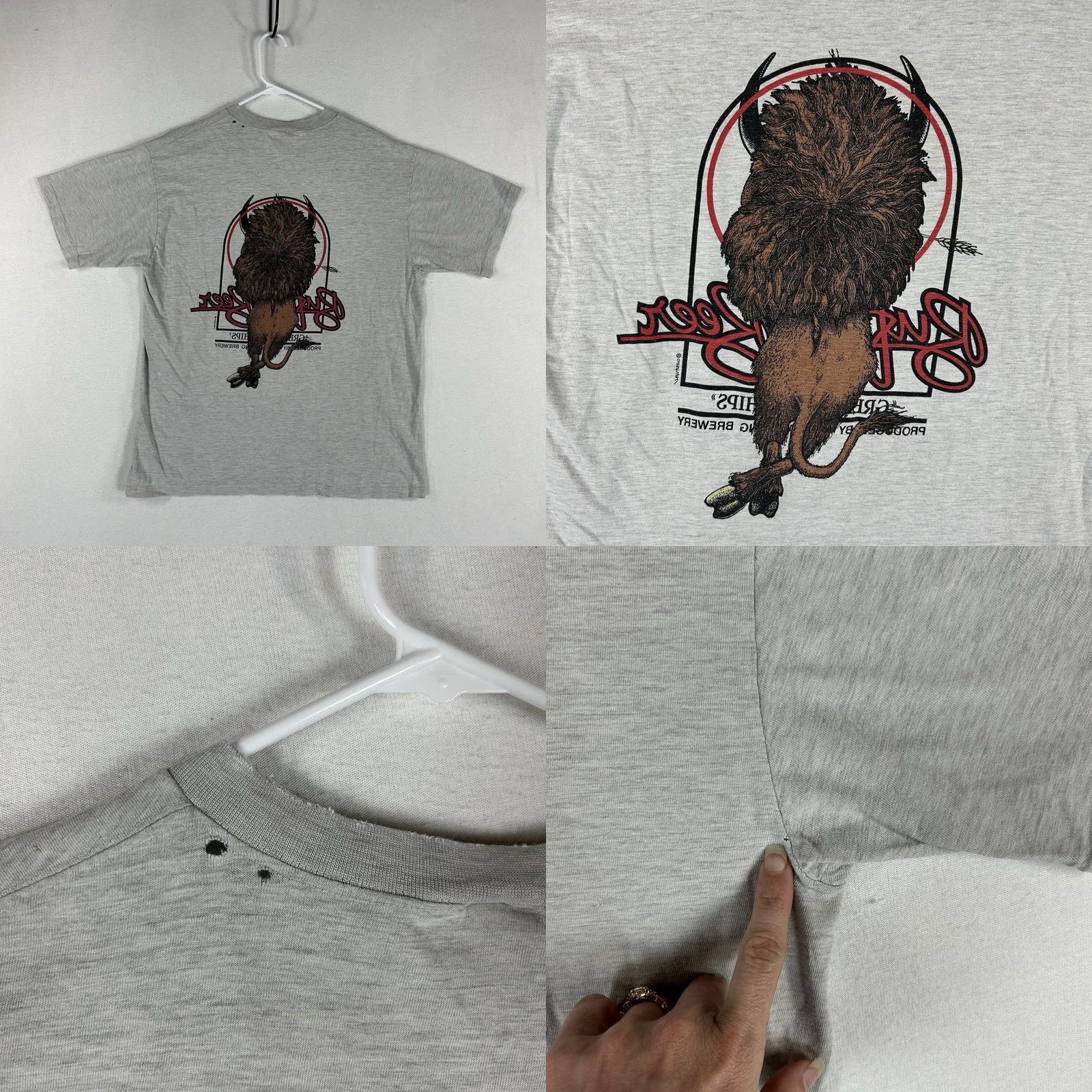 Vintage VINTAGE Crazy Shirts Hawaii T-Shirt Mens Large Gray Buffalo Graphic Print Flawed Size US L / EU 52-54 / 3 - 9 Thumbnail