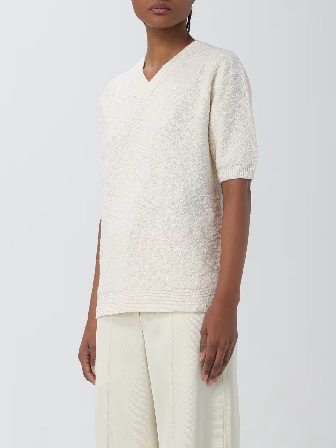 Maison Margiela o1w1db11225 V-neck Sweater in White Size M / US 6-8 / IT 42-44 - 4 Thumbnail