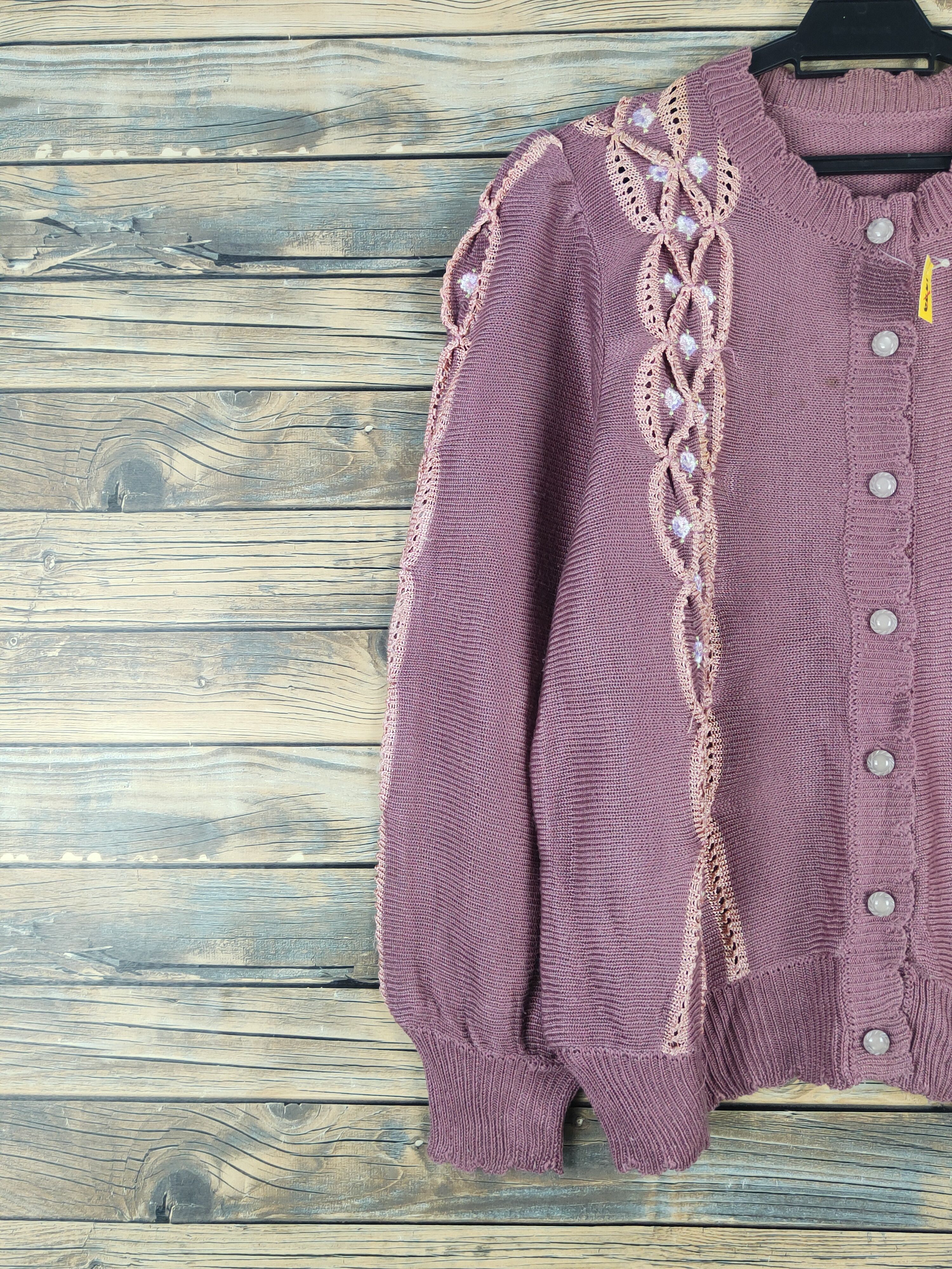 Aran Isles Knitwear Japan vintage Pink Knitwear Cardigan #W1094 Size L / US 10 / IT 46 - 3 Thumbnail