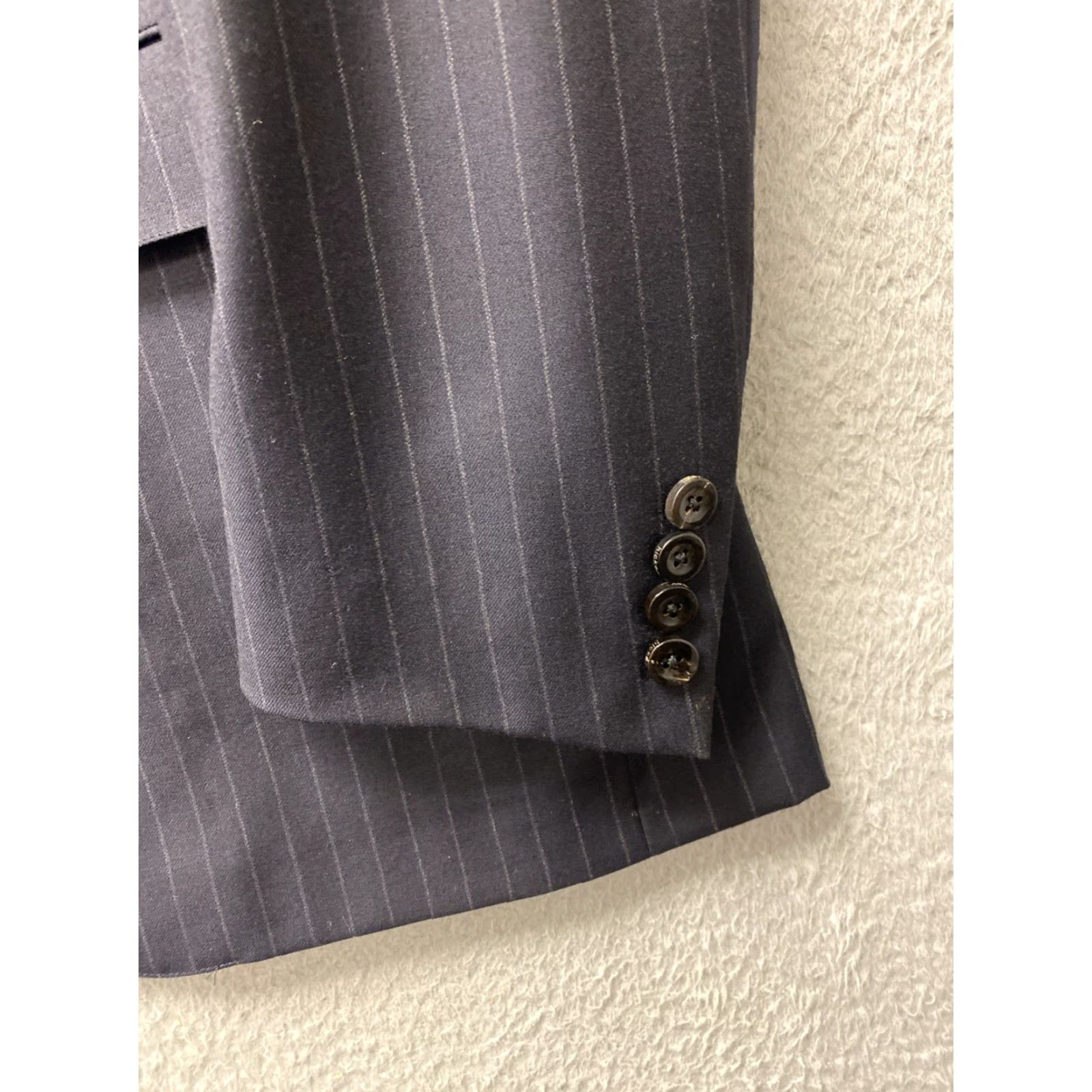 Vintage VINTAGE Hickey Freeman Blazer Jacket Worsted Wool Two Button Navy Striped 42 R Mens 43 Chest Regular Fit Size 42R - 2 Thumbnail
