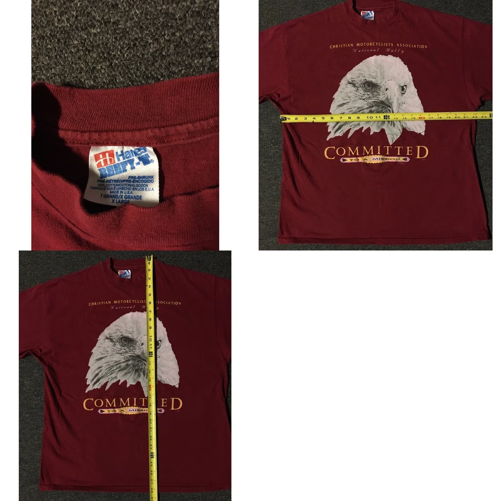 Vintage VINTAGE CMA Eagle T-Shirt XL Red Christian Motorcycle Association Shirt Mens Retro 90s Grunge Jesus God Harley USA Rock Religion Heaven Biker Fashion Size US XL / EU 56 / 4 - 8 Thumbnail