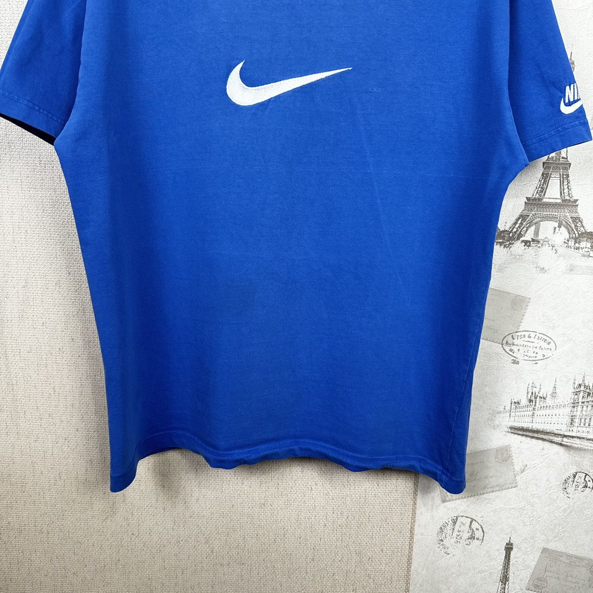 Nike × Vintage Vintage 90s Nike Premier T shirt Blue Centre Logo M Size US M / EU 48-50 / 2 - 8 Thumbnail