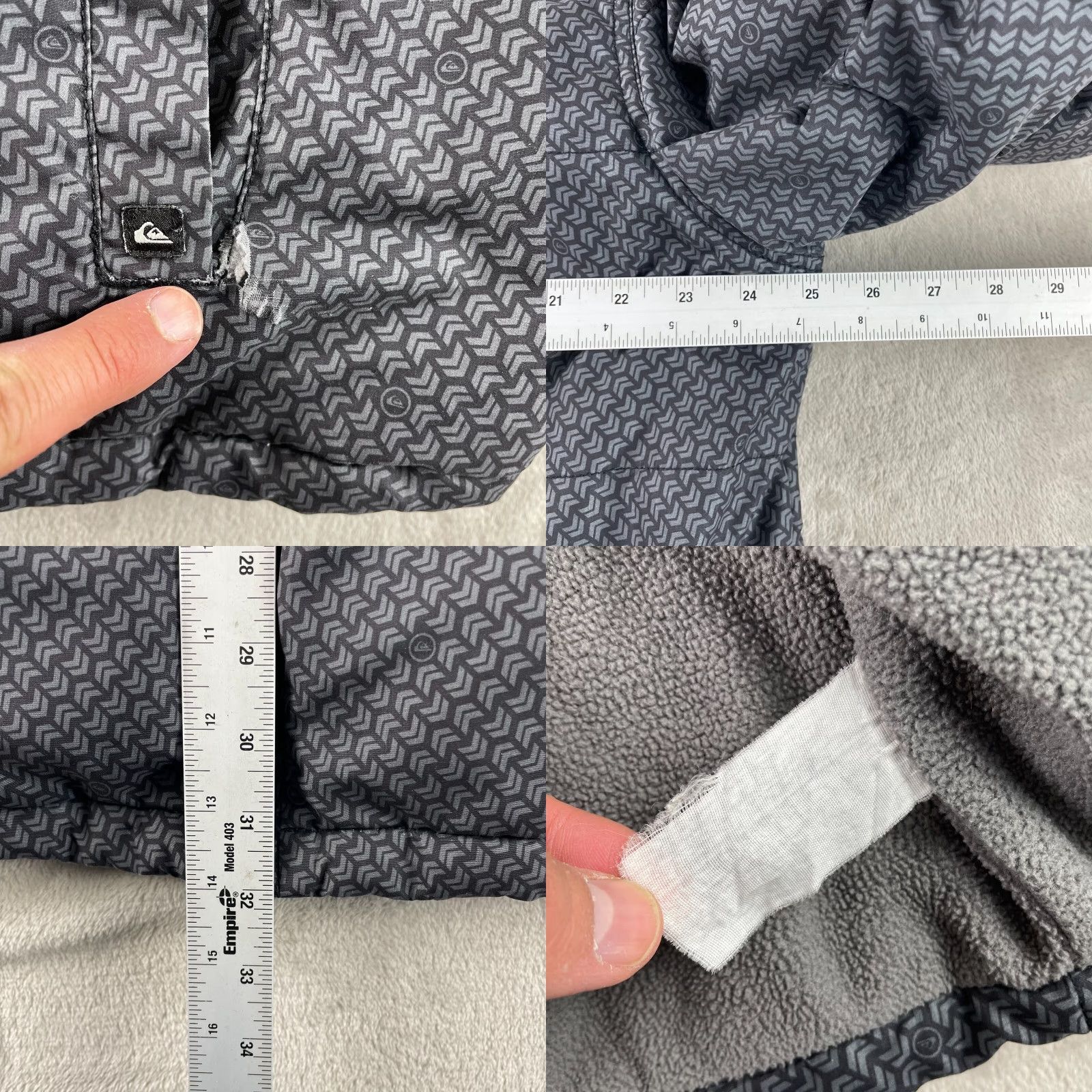 Quiksilver VINTAGE Quiksilver Jacket Mens XL Black Grey Chevron Fleece Lined Zip Up Grunge Size US XL / EU 56 / 4 - 8 Thumbnail