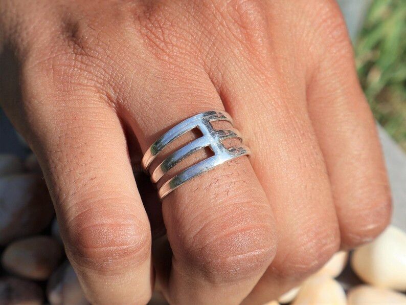 Handmade Triple Band Ring, Handmade Sterling Silver Promise Jewelry, Size ONE SIZE - 5 Thumbnail