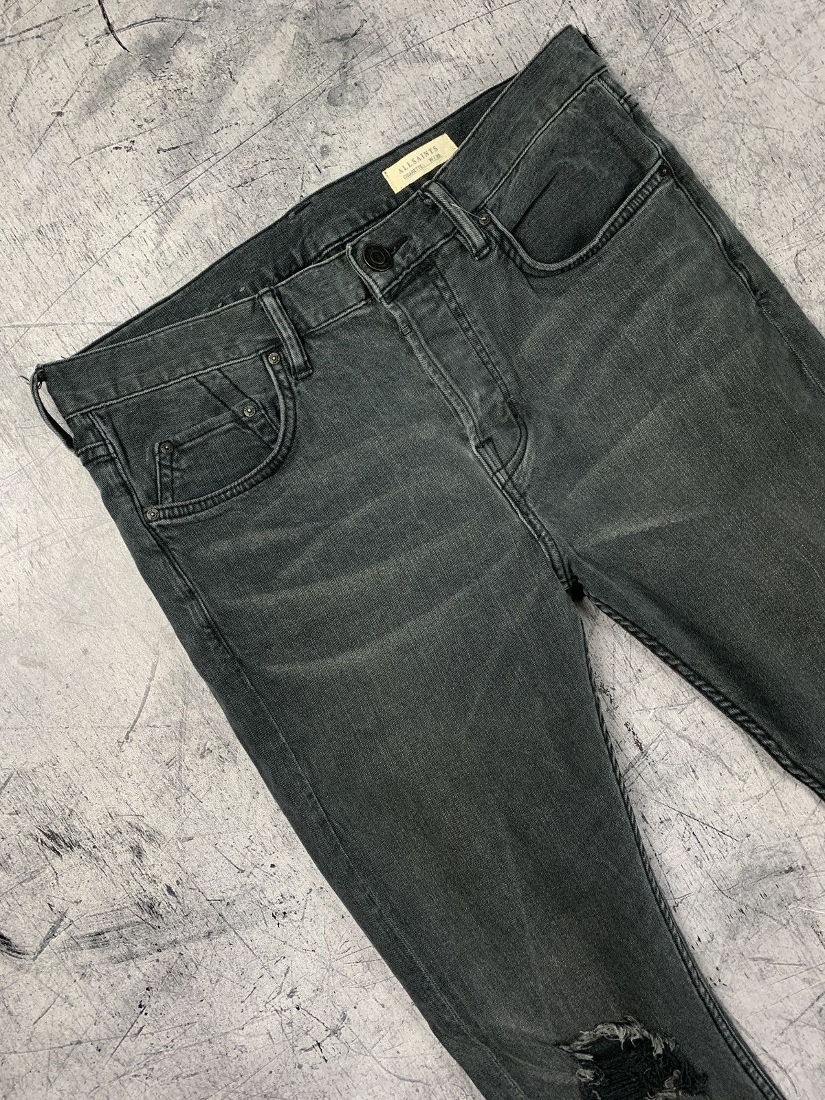 Allsaints AllSaints Cigarette Jeans Distressed Men’s Size W30 Gray Size US 30 / EU 46 - 2 Thumbnail