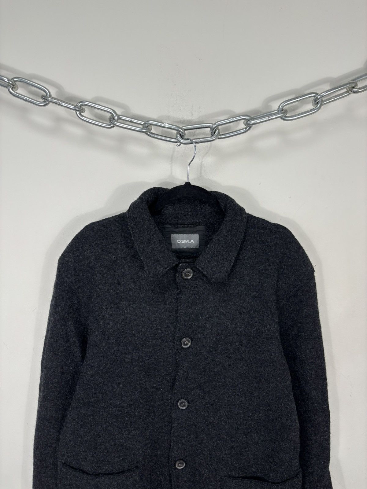 OSKA Oska Moessmer Women’s Dark Gray Virgin Wool Cardigan Jacket Size L / US 10 / IT 46 - 4 Thumbnail