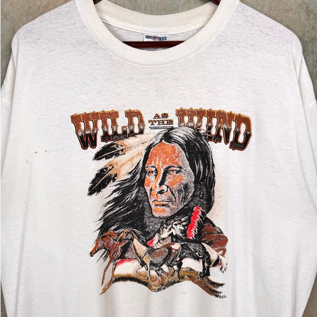 Vintage VTG Wild as the Wind Native T Shirt Sz XL White Horses Size US XL / EU 56 / 4 - 5 Thumbnail