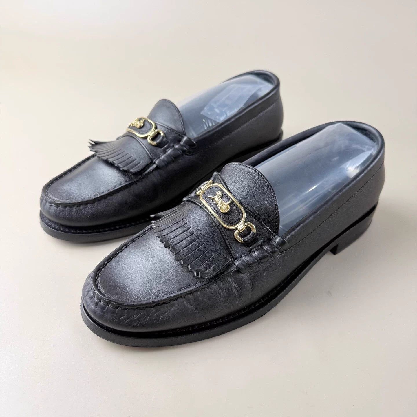 Celine Horse Carriage Fringe Loafer Black & Gold 37