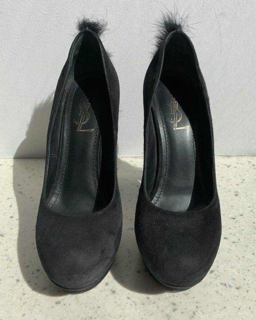 Yves Saint Laurent YSL shoes with fur insert Size US 8.5 / IT 38.5 - 3 Thumbnail
