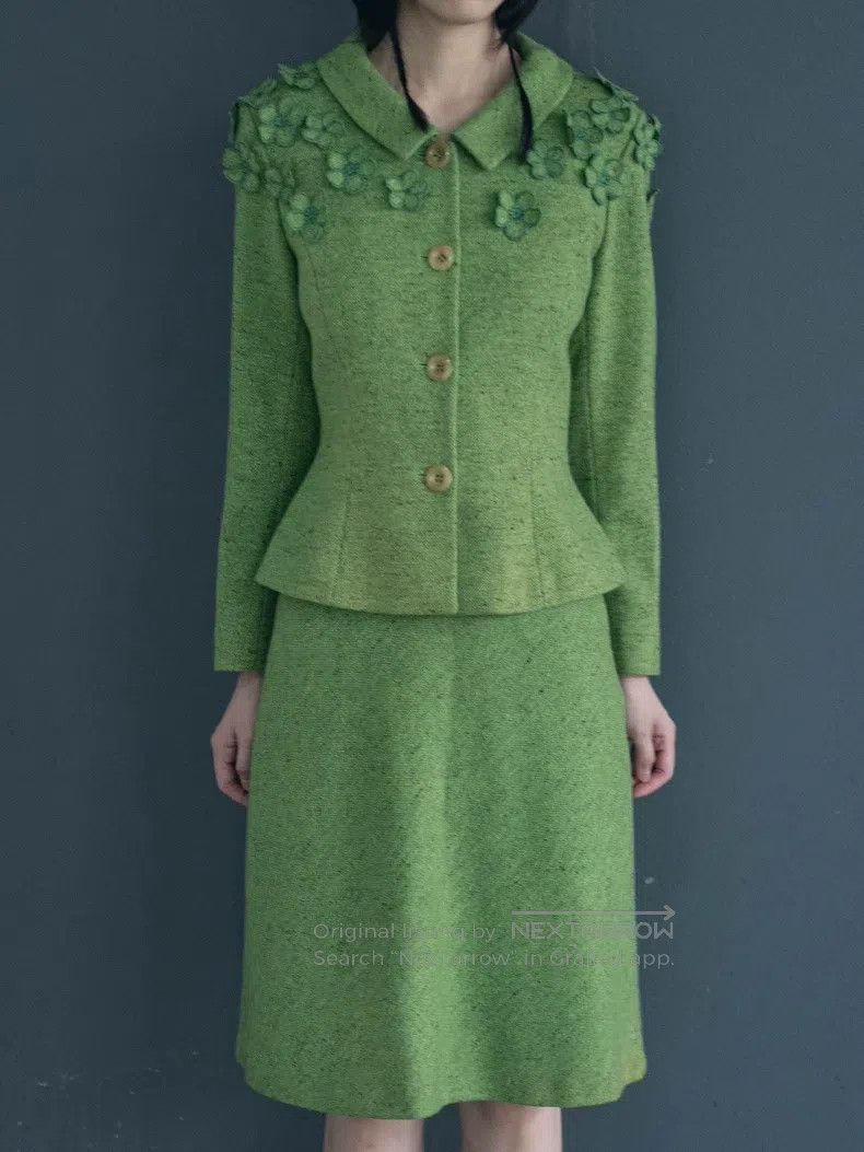 Kenzo Kenzo Kelly green wool floral suit Size XS / US 0-2 / IT 36-38 - 3 Thumbnail