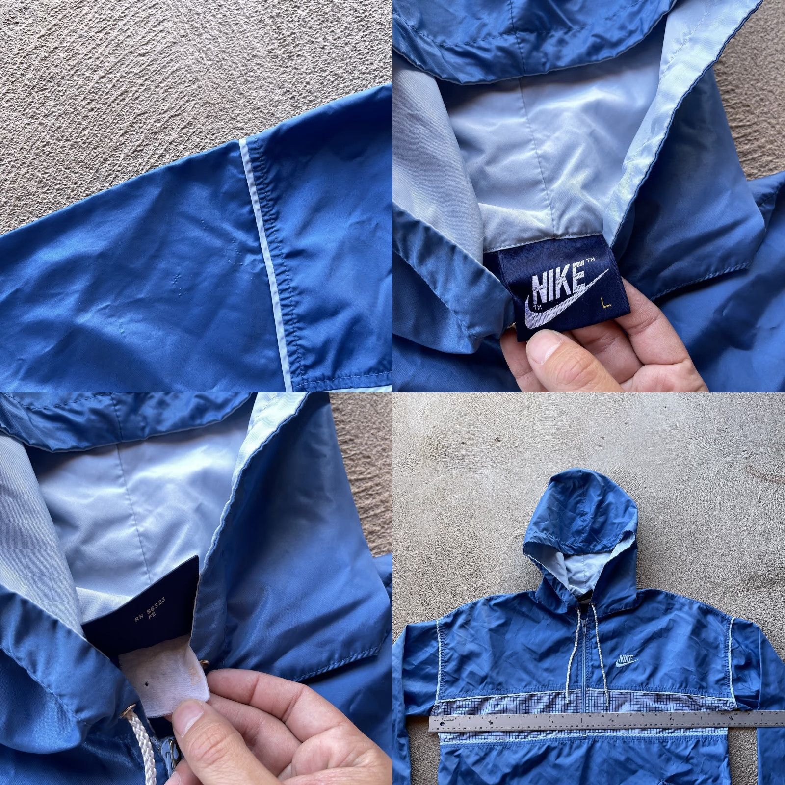 Nike VINTAGE Nike Jacket Mens Large Blue Windbreaker Lightweight Anorak 80s USA Logo Embroidered Mens Size US L / EU 52-54 / 3 - 8 Thumbnail