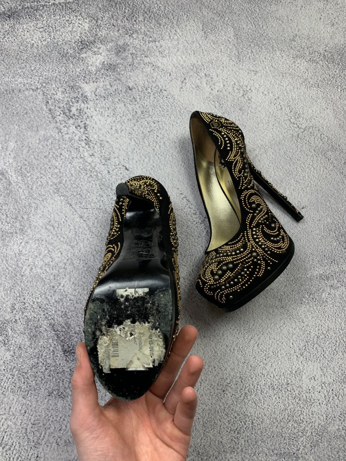 Philipp Plein Philipp Plein Womens Black Suede Platform Pumps Heels EU39 Size US 9 / IT 39 - 5 Thumbnail