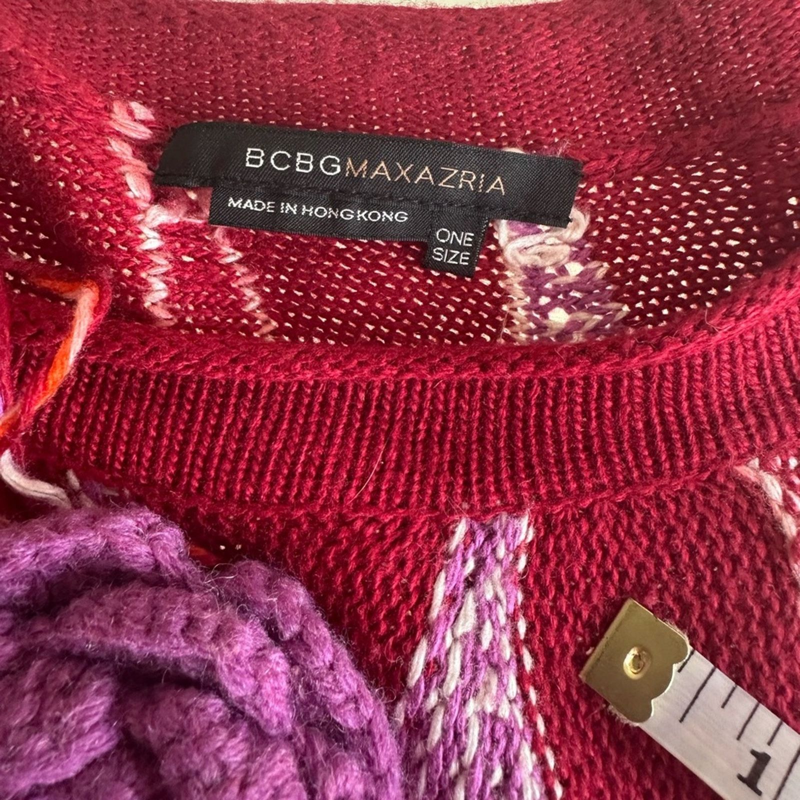 Bcbgmaxazria BCBGMaxAzira Red Hand Detailed over head shawl L Size ONE SIZE - 5 Thumbnail