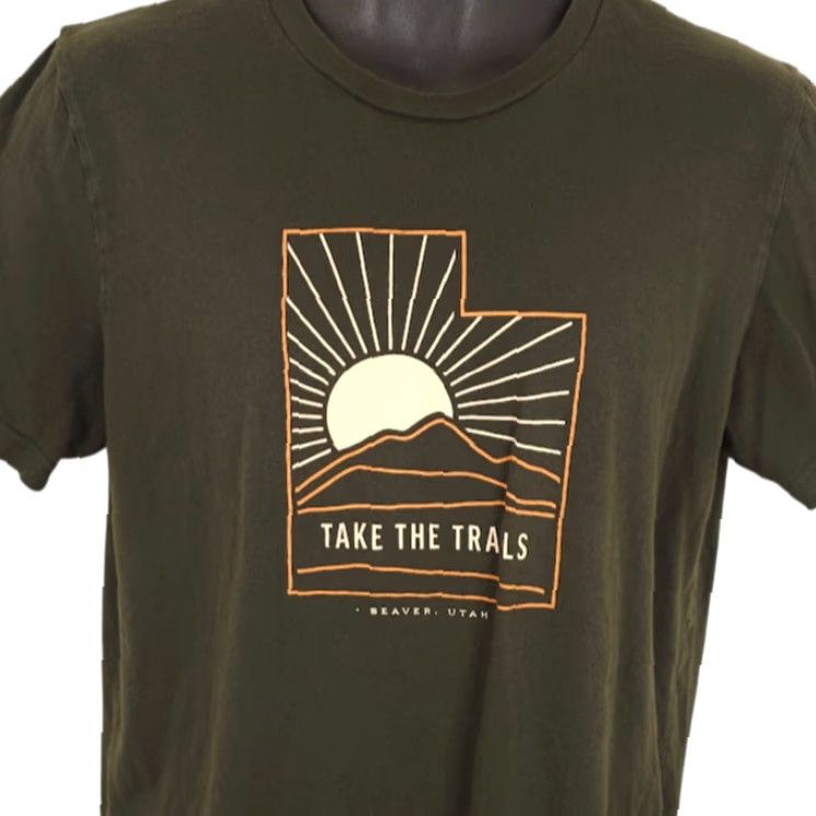 Rails VINTAGE Beaver Utah T Shirt Mens Size Large Green The Creamery Hiking Trails Size US L / EU 52-54 / 3 - 2 Thumbnail