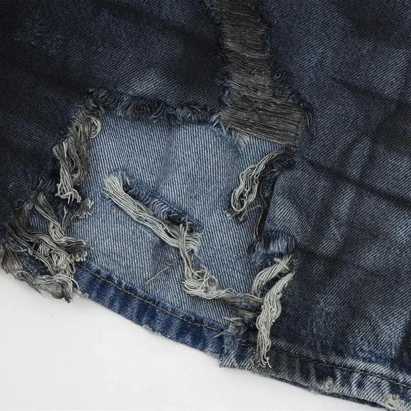 Japanese Brand × Jean Retro faded corrugated distressed wide-leg jeans Size US 34 / EU 50 - 4 Thumbnail