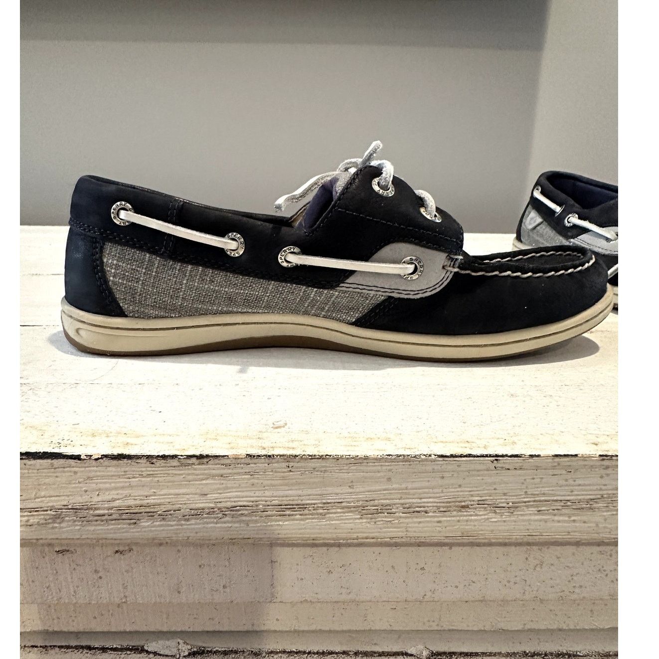 Sperry Sperry Top Sider Kolish Textured Boat Shoe Navy Gray 8M Size US 8 / IT 38 - 3 Thumbnail