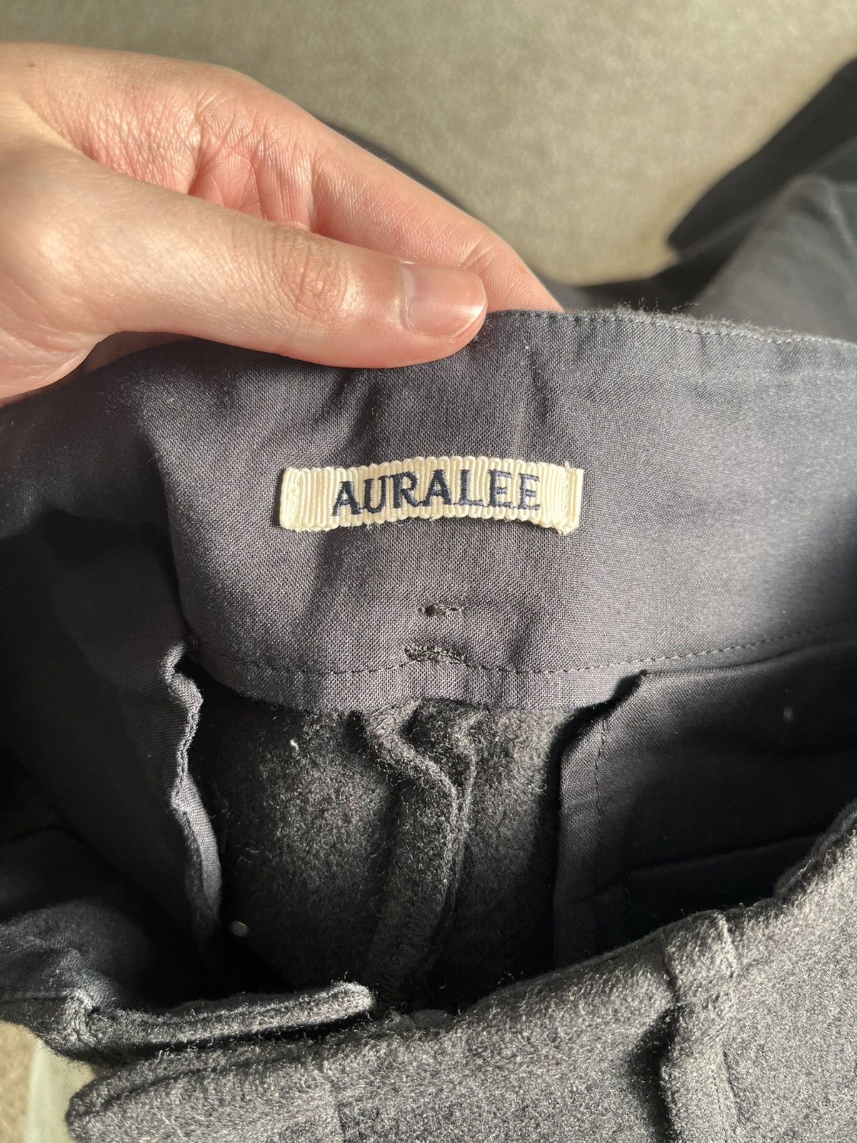 Auralee Auralee Ink Black Light Melton Wide Slacks Size US 30 / EU 46 - 4 Thumbnail