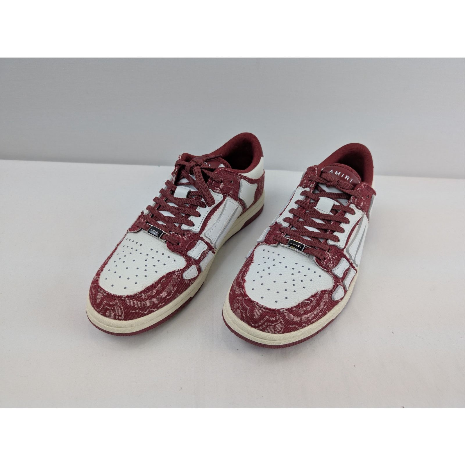 Amiri o1rshd1 Bandana Denim Skeleton Top Low Sneakers in Burgundy Size US 11 / EU 44 - 9 Thumbnail