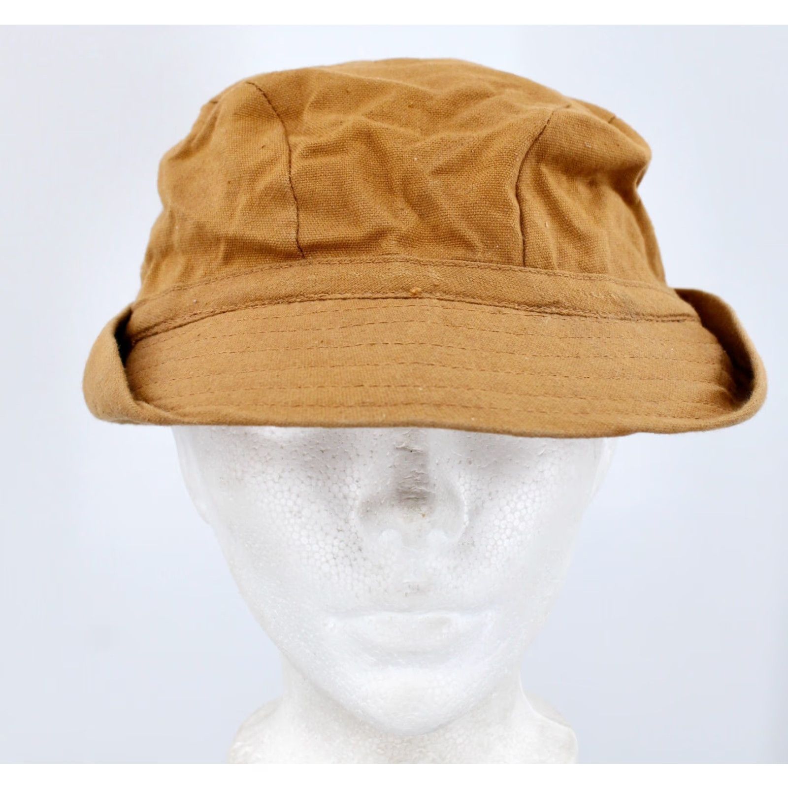 Vintage Men's VTG 1930s Brown Duck Canvas Hunting Cap Sz 7 1/8 Hat 30s Size ONE SIZE - 2 Thumbnail
