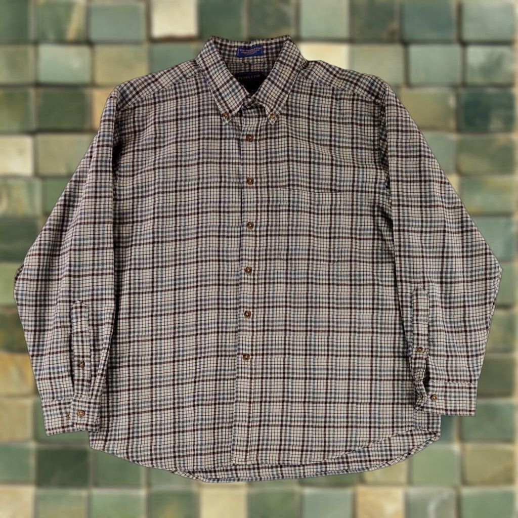 Pendleton VINTAGE Pendleton Sir Pendleton Medium Weight Button Up Shirt Blue Gray Plaid Mens XXL Shirt Size US XXL / EU 58 / 5 - 1 Thumbnail