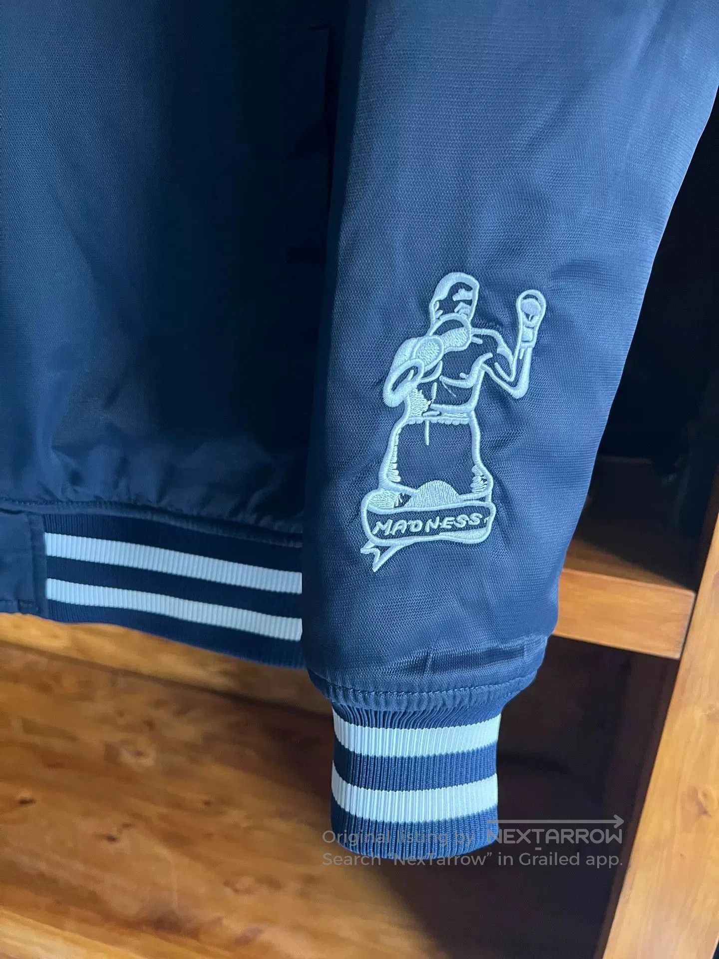 Japanese Brand classic blue denim baseball jacket by madness. Size US L / EU 52-54 / 3 - 4 Thumbnail