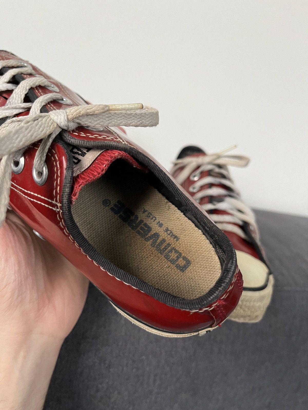 Converse × Vintage 90's Made in USA Converse Red Glossy Patent Leather Sneakers Size US 5.5 / IT 35.5 - 19 Thumbnail