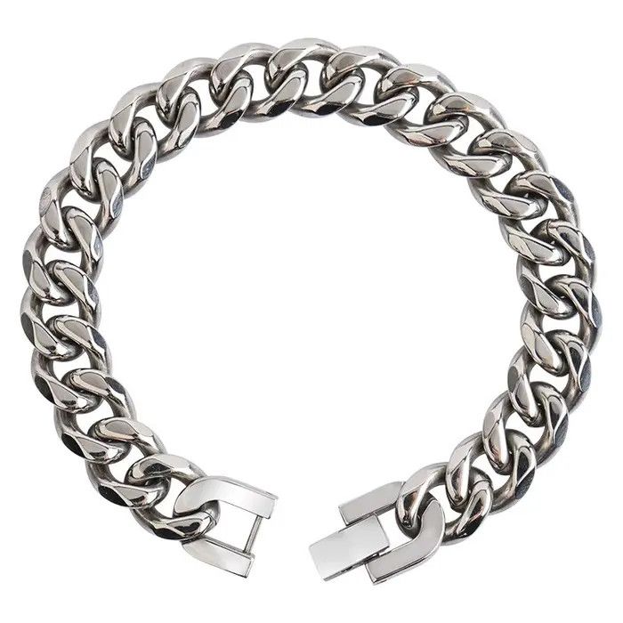 Jewelry 10mm Cuban Chain Bracelet Size ONE SIZE - 6 Thumbnail