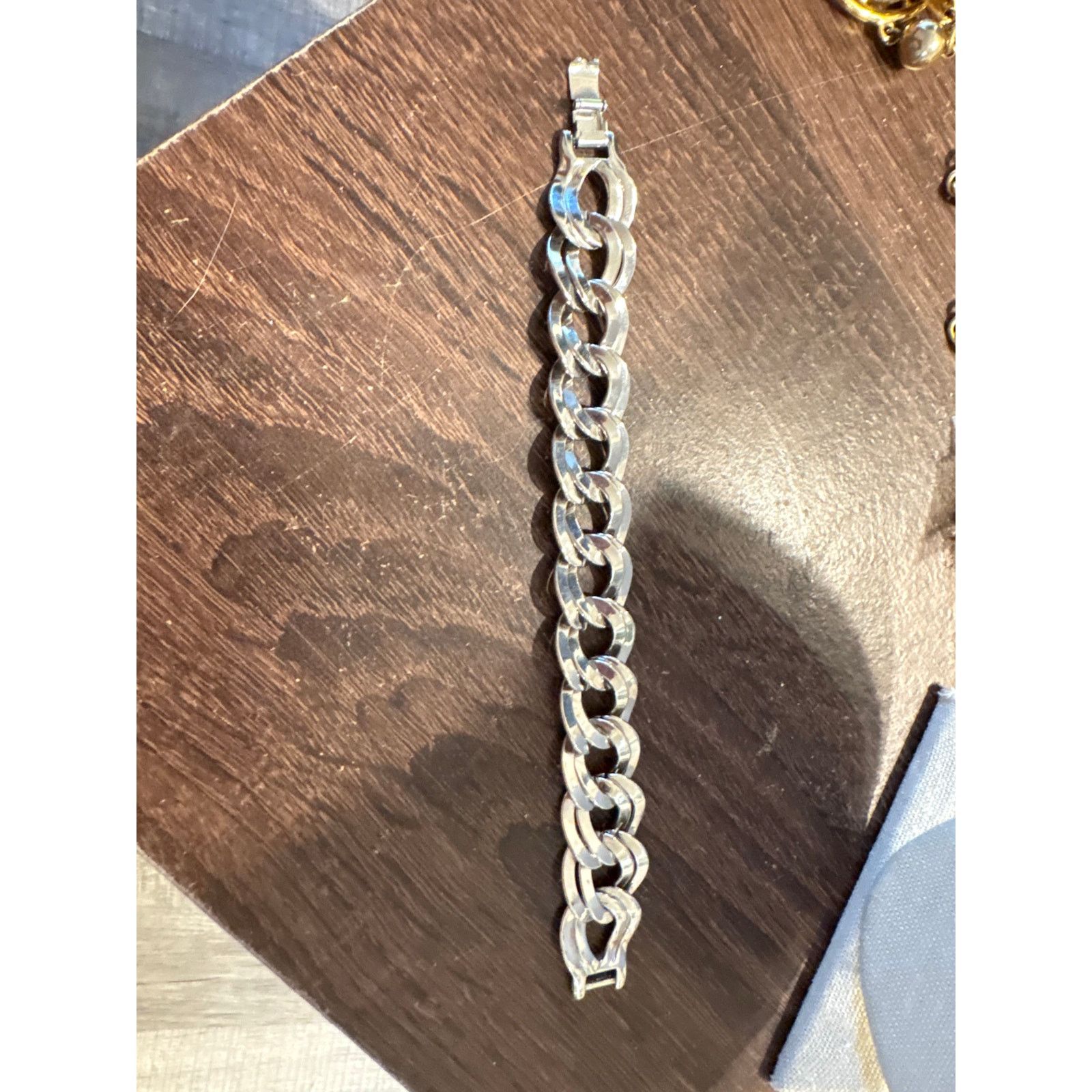 Monet Vintage Monet Silver Tone Chunky Bracelet 6.75 Inch Signed Size ONE SIZE - 6 Thumbnail