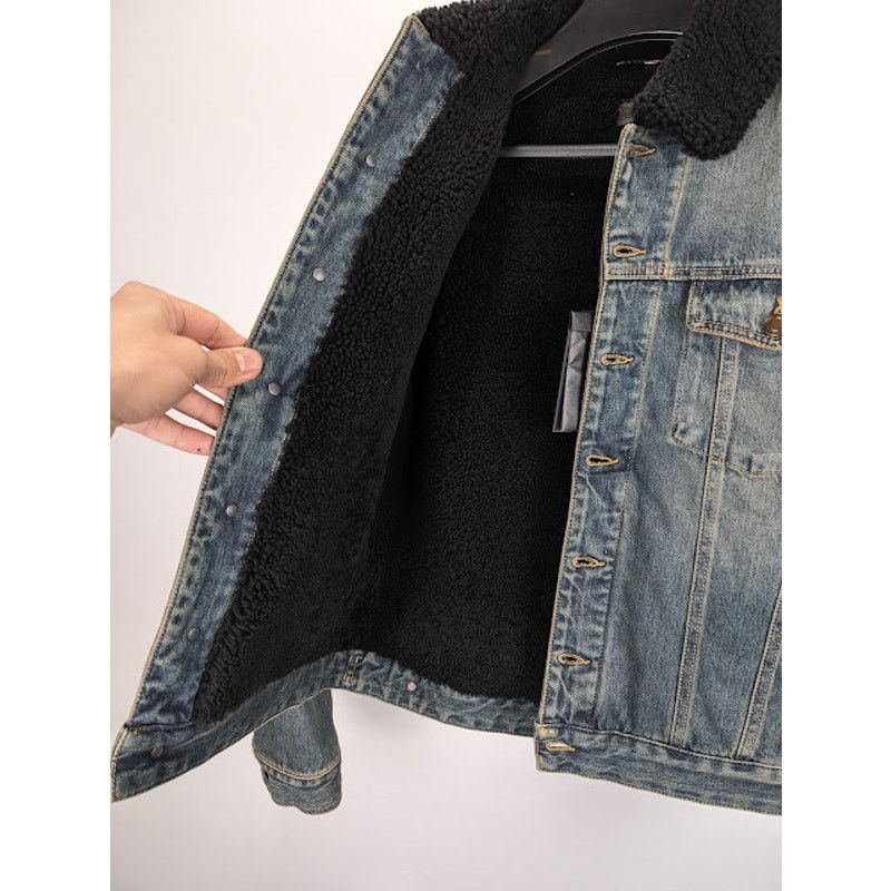 Saint Laurent Paris o1rshd1 Q:2 / Shearling Denim Jacket in Light Blue Size US XL / EU 56 / 4 - 9 Thumbnail