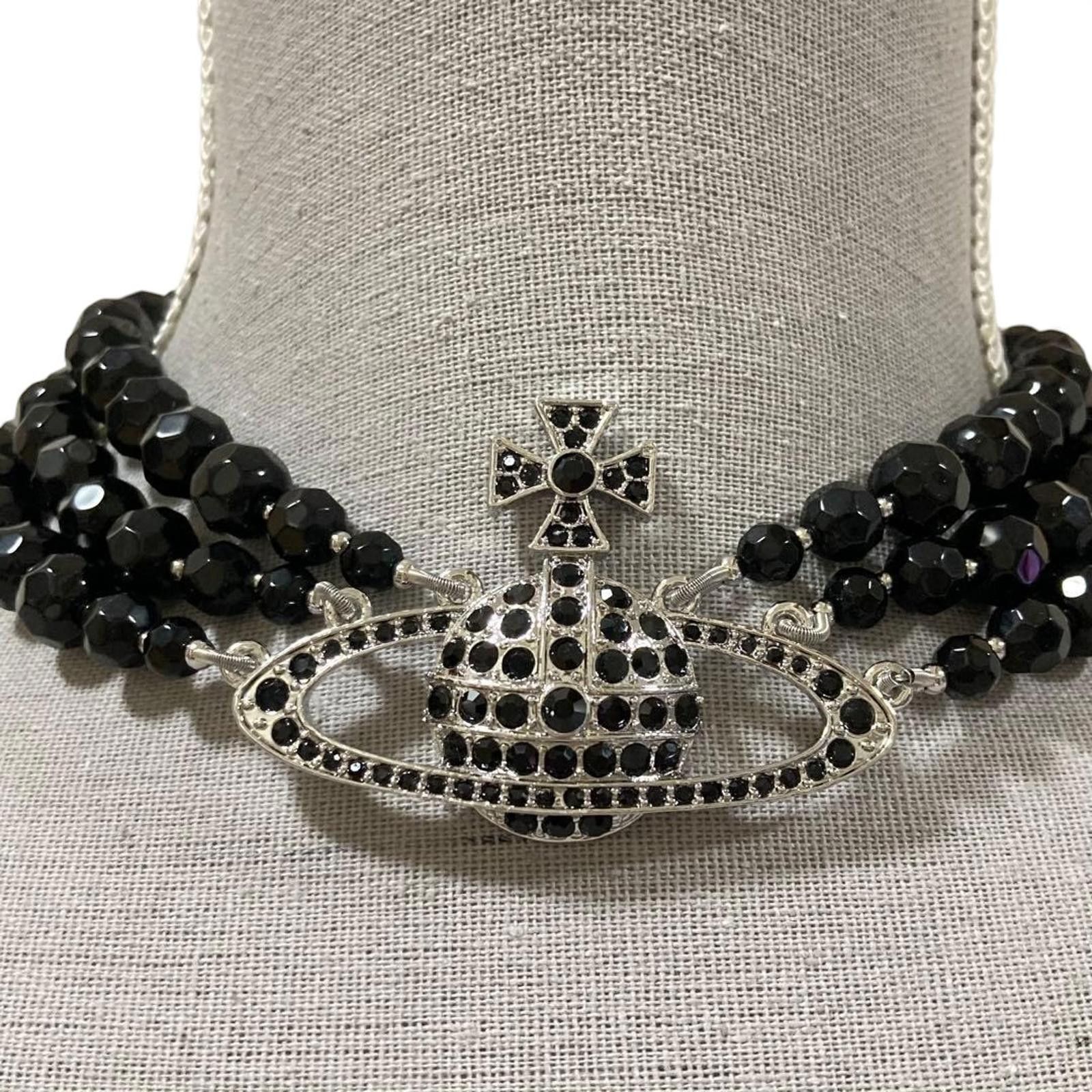 Vivienne Westwood Vivienne Westwood - Black Beaded Orb Necklace with Crossed S Size ONE SIZE - 3 Thumbnail