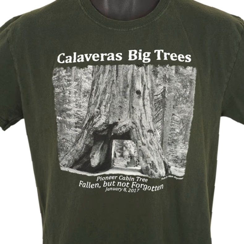 Vintage Calaveras Big Trees T Shirt Mens Size Medium Green State Park Pioneer Cabin Tree | Nature Tee Outdoors Travel Souvenir 2010-2019 Mens Size US M / EU 48-50 / 2 - 2 Thumbnail