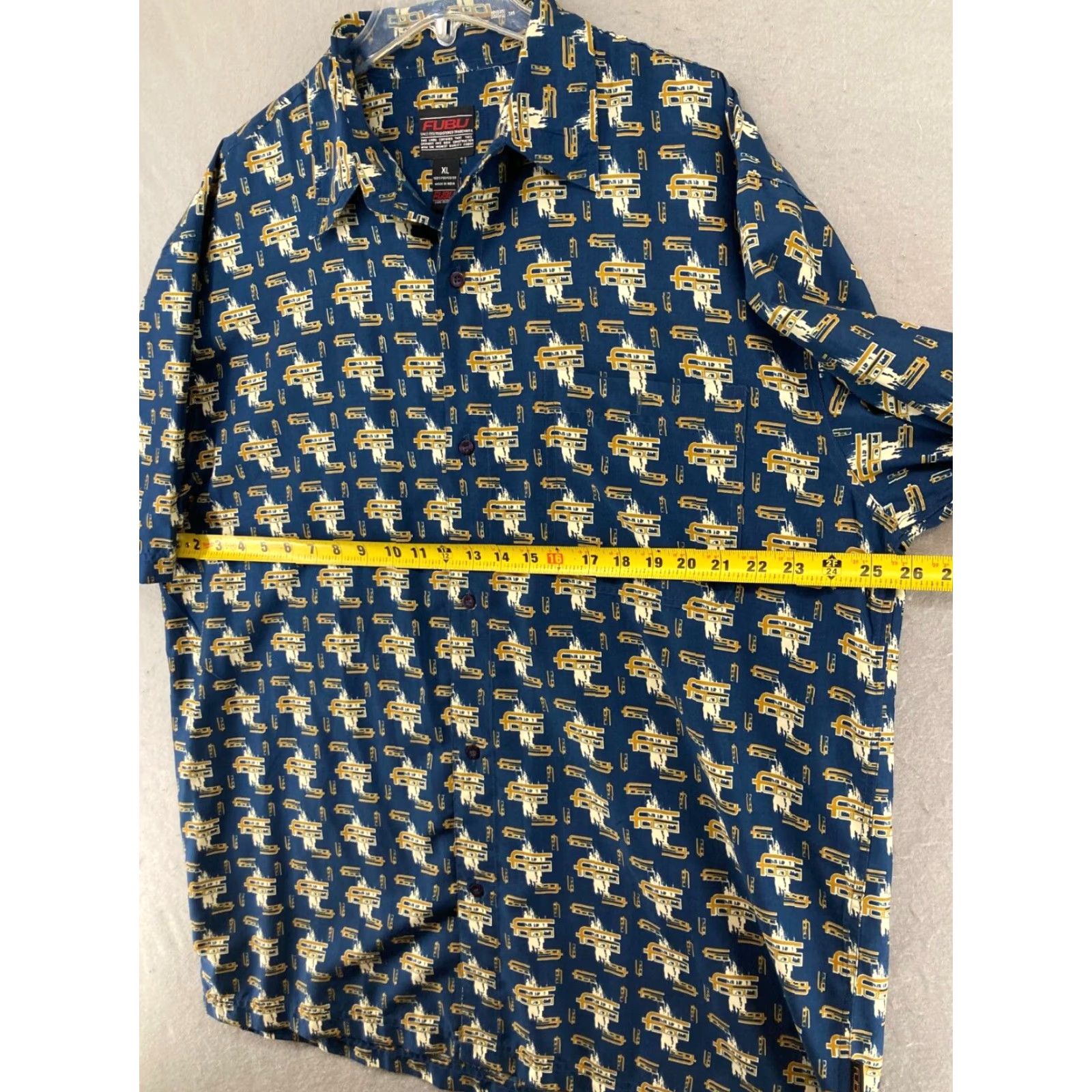 Fubu FUBU Mens Button-Up Shirt XL Blue Hip Hop 90s Graphic Print Collared Short Sleeve Relaxed Fit Casual Size US XL / EU 56 / 4 - 3 Thumbnail