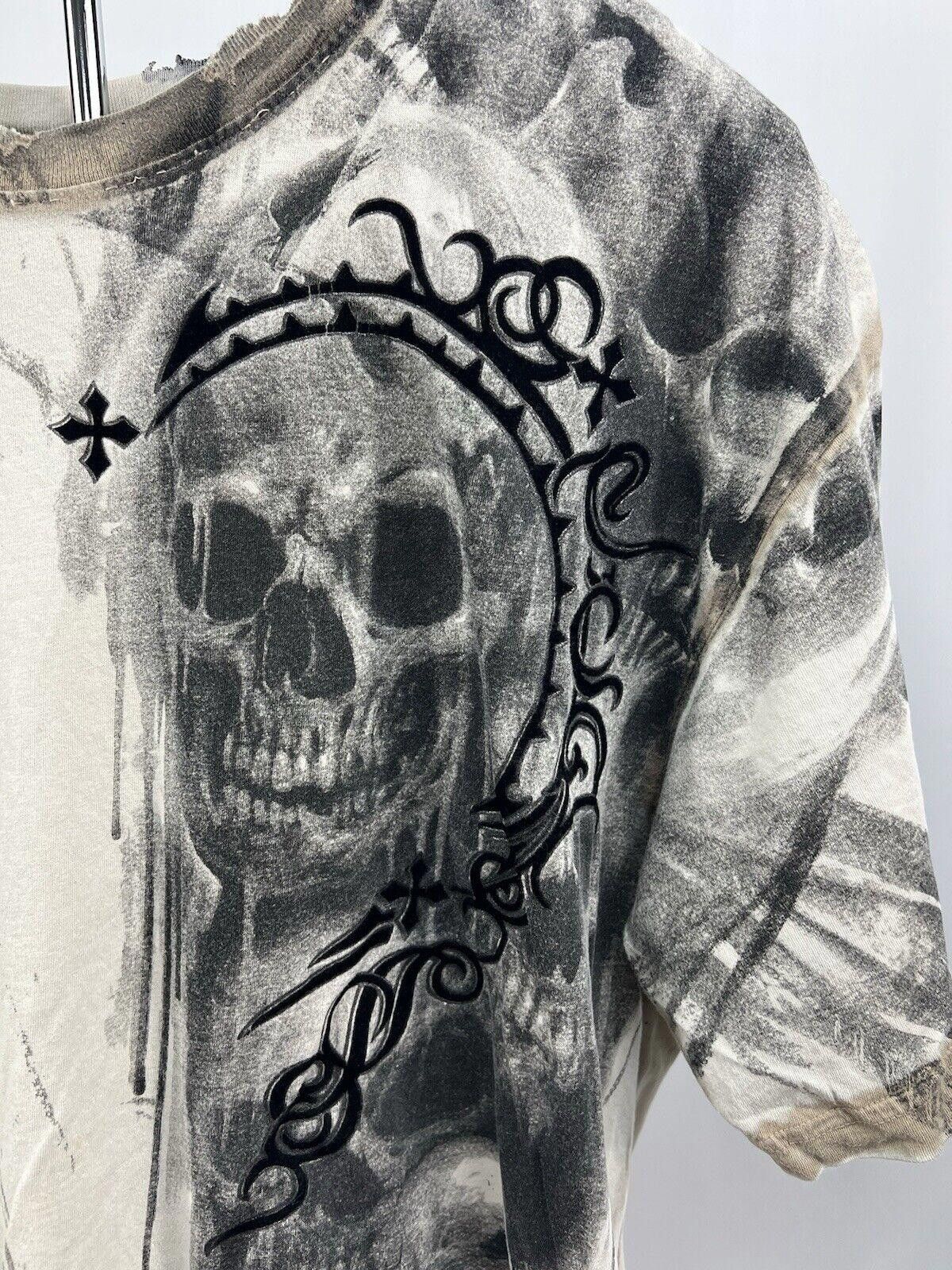 Affliction Affliction Live Fast Skulls Grunge Goth, Size Mens 2XL,#TG Size US XXL / EU 58 / 5 - 3 Thumbnail