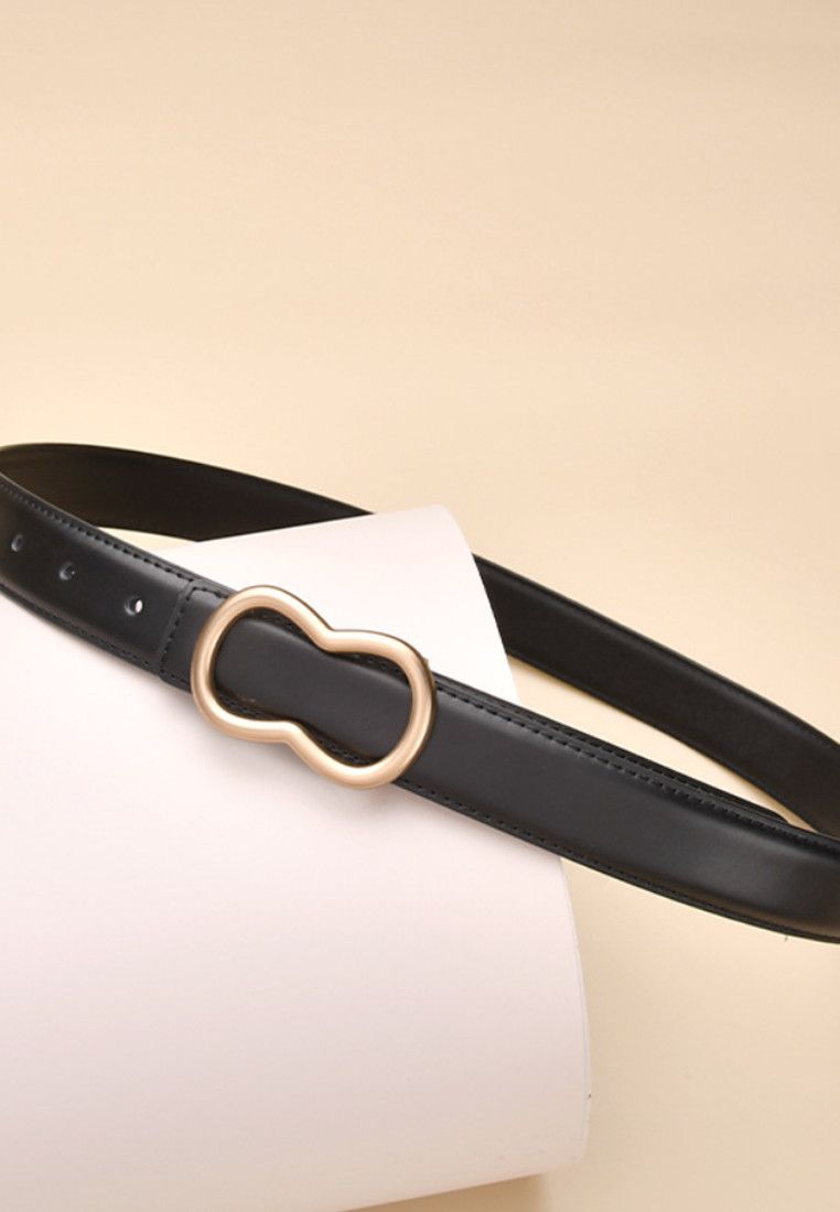 Other Black Women's Leather Belts with Gold Buckle Belt Size ONE SIZE - 2 Thumbnail