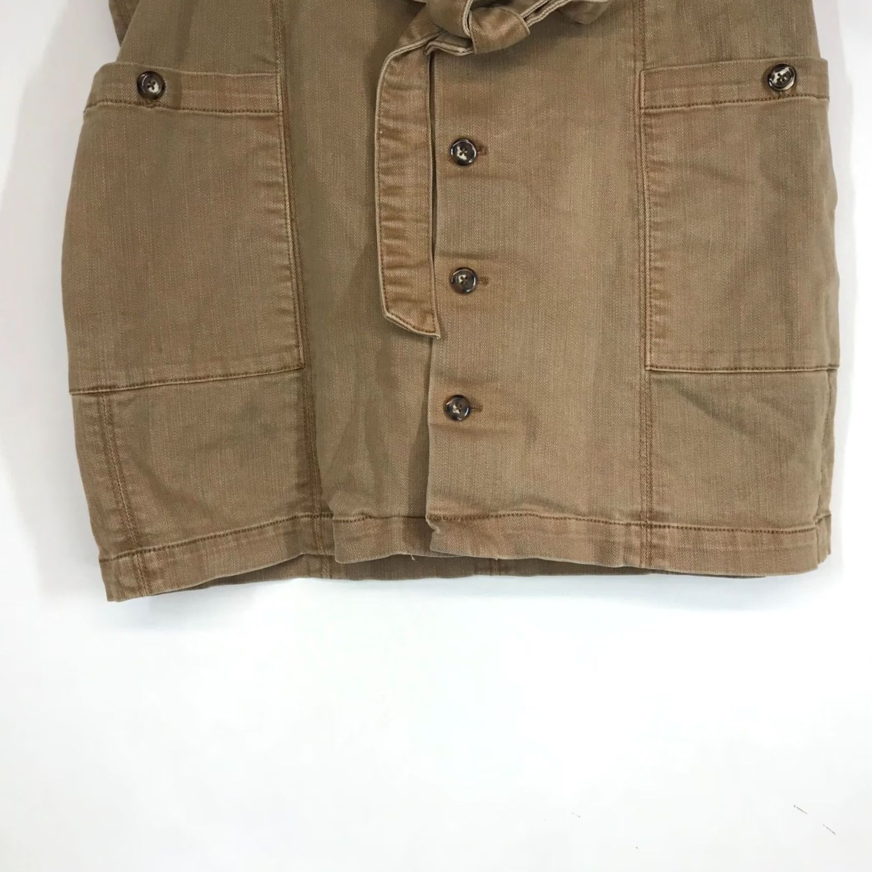 Free People FREE PEOPLE Skirt Womens L Brown Button Front Cotton Blend Short Belted Size 36" / US 14 / IT 50 - 3 Thumbnail