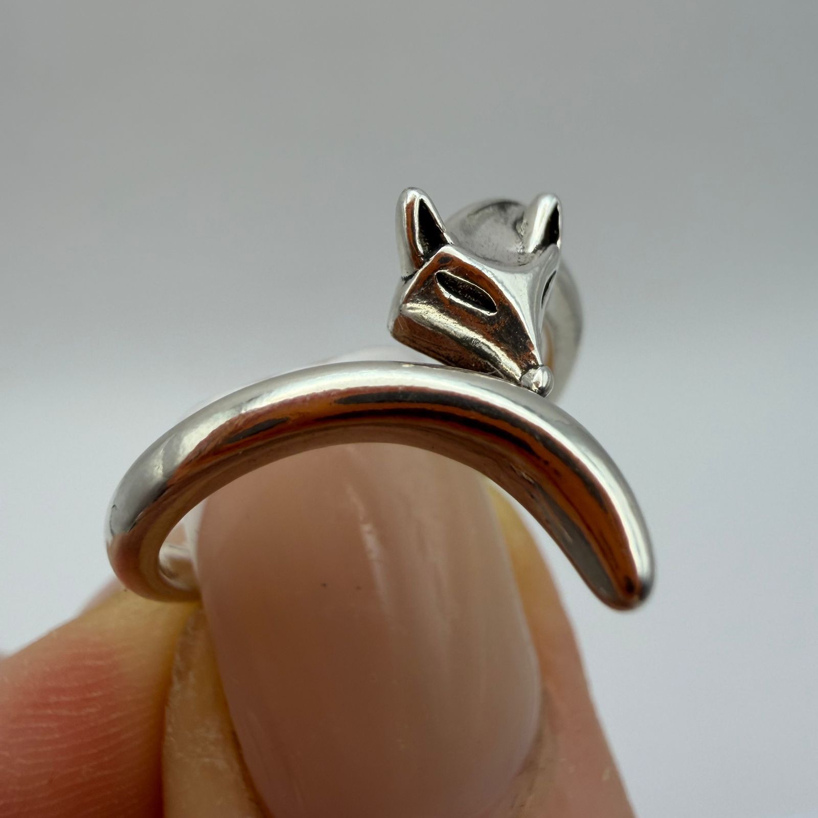 Sterling Silver 925 Sterling Silver Fox Ring Adjustable Minimalist Animal Size ONE SIZE - 8 Thumbnail