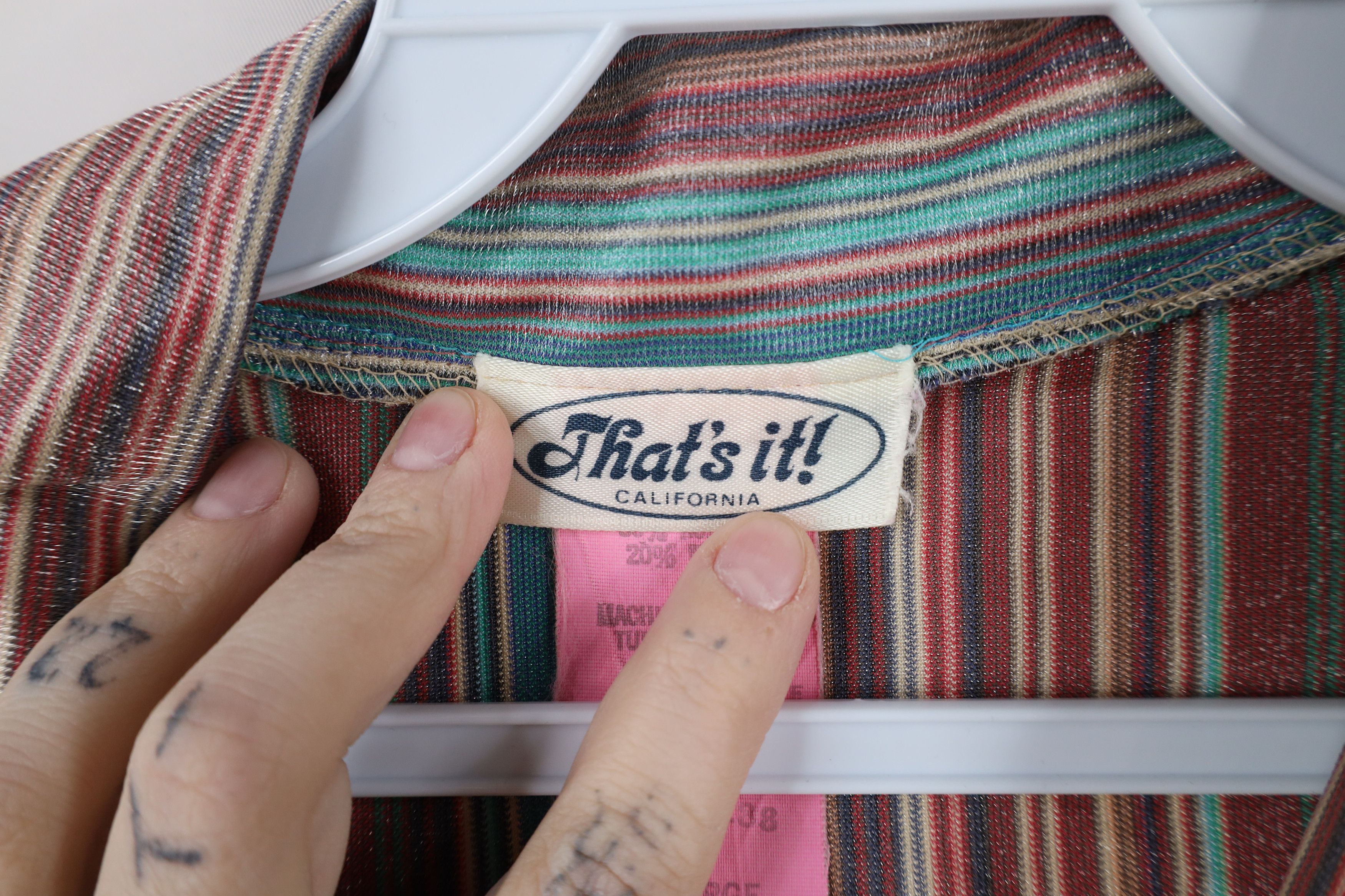 Vintage Vintage 70s Mid Century Modern Striped Cropped Button Shirt Size L / US 10 / IT 46 - 7 Thumbnail