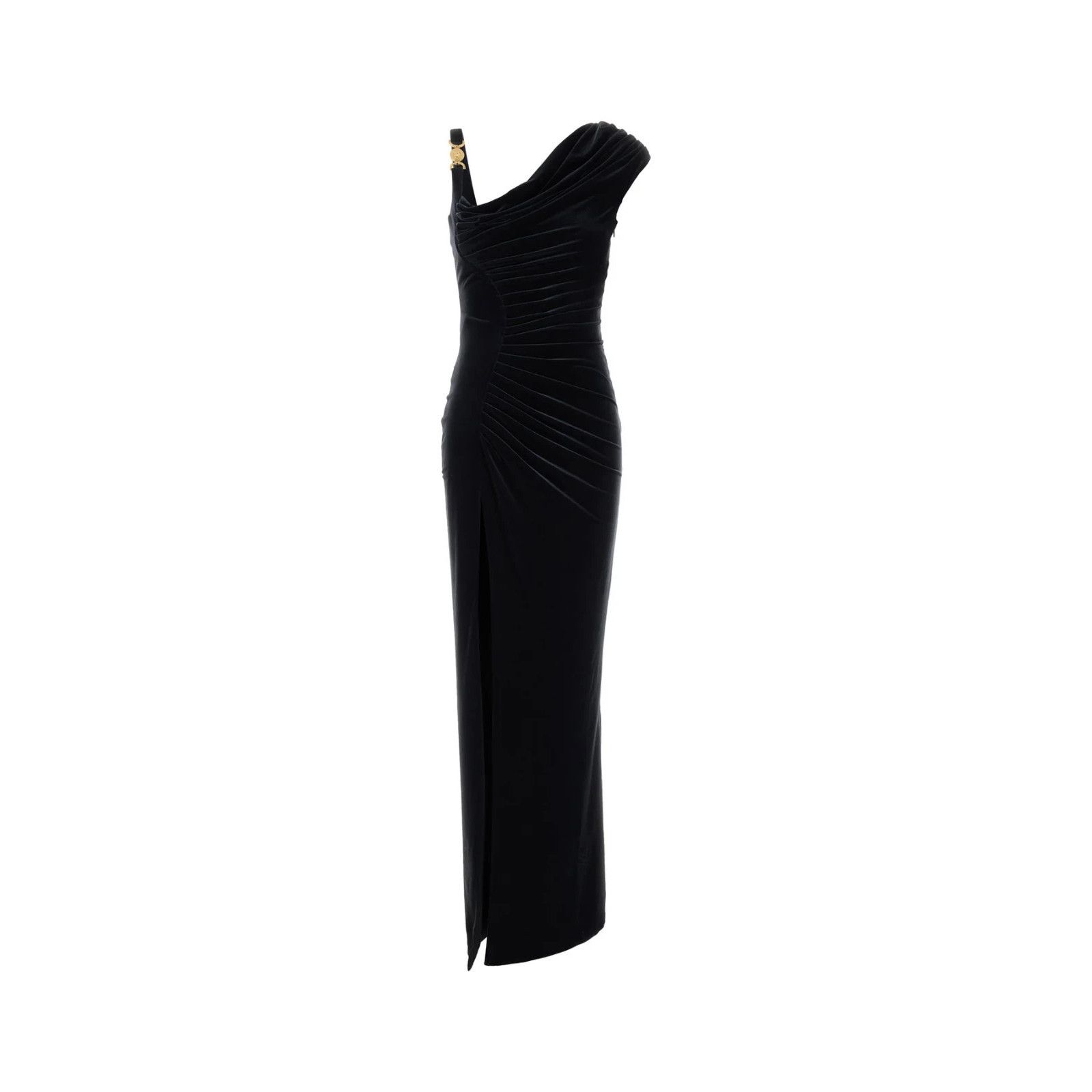 VERSACE Midnight Blue Stretch Velvet Long Dress New And Auth