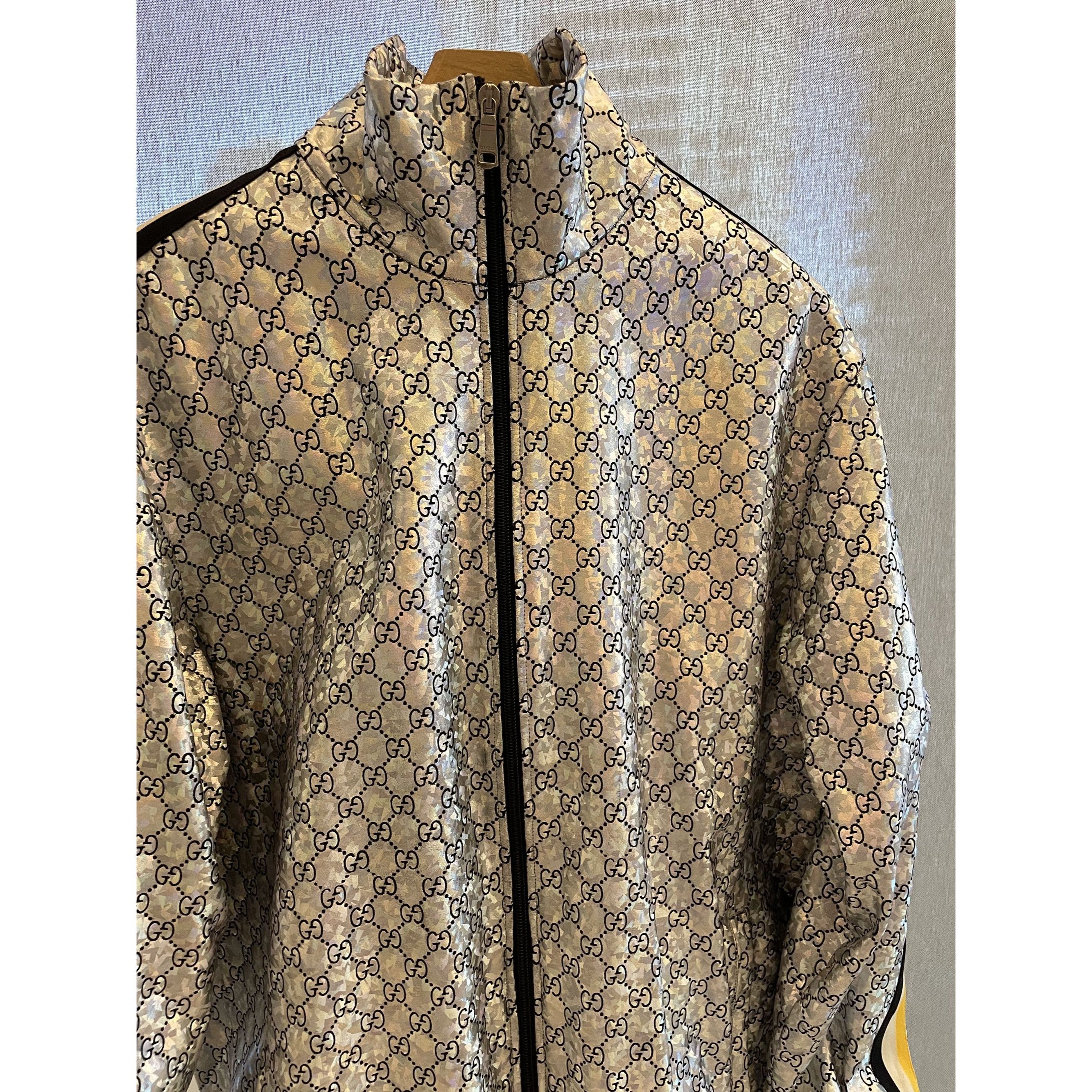 Gucci Gucci Monogram Metallic Gold Full-Zip Track Jacket With Stri Size US L / EU 52-54 / 3 - 5 Thumbnail