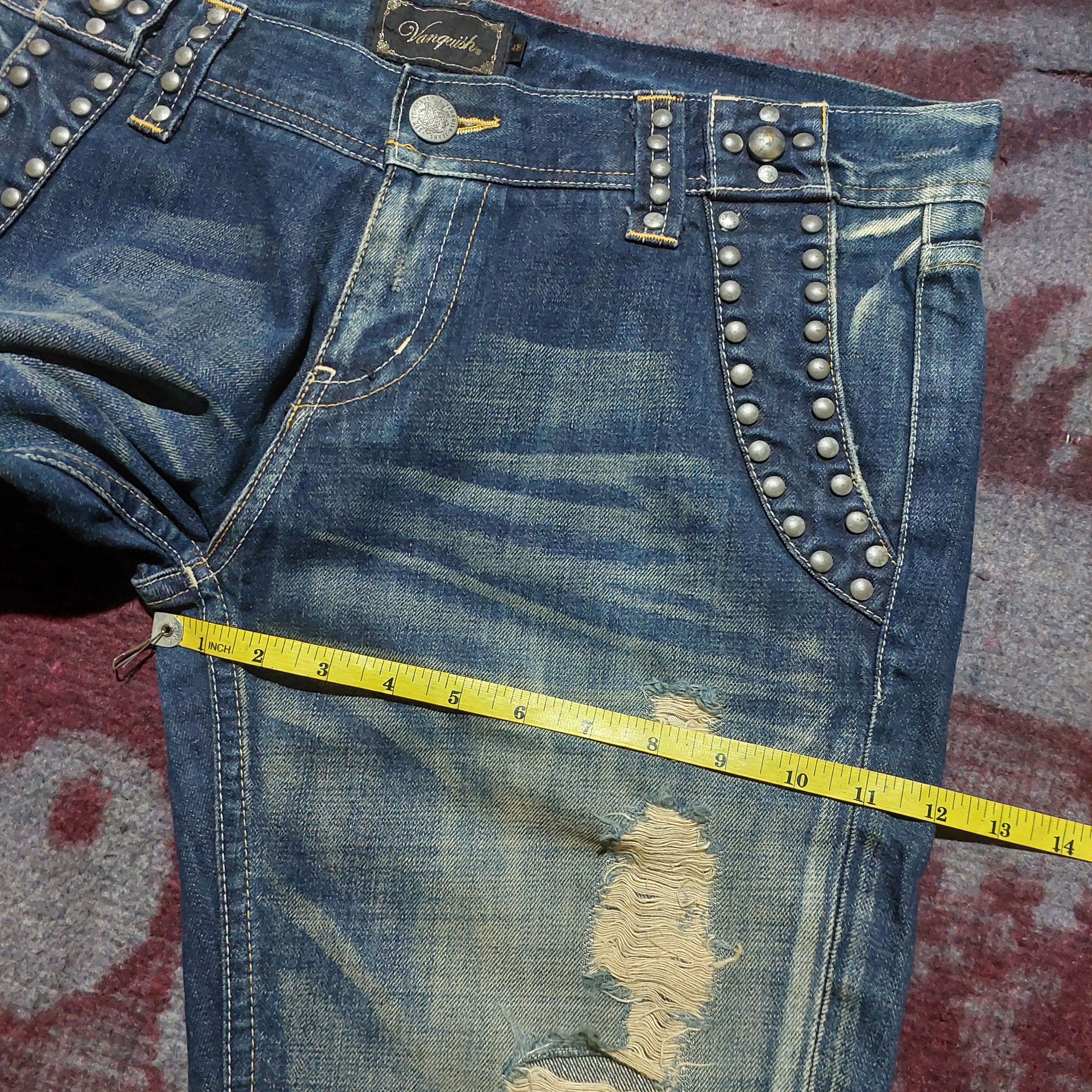 GOA Vanquish studded ripped flared blue denim Size US 36 / EU 52 - 16 Thumbnail