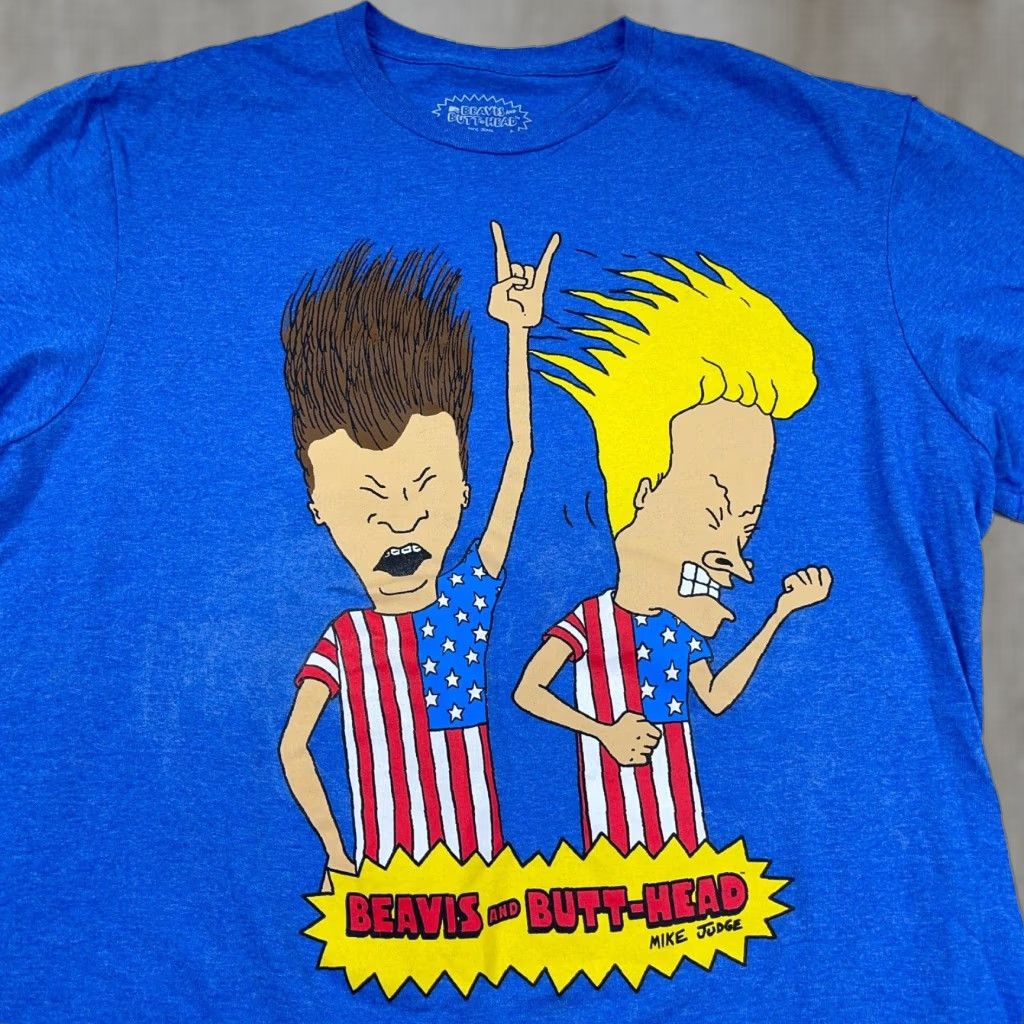 Vintage Bevis And Butt Head Shirt Men L Blue Tee Cartoon Retro Viacom T-Shirt Crew Neck Short Sleeve Graphic Print Logo All Seasons Comfort Jersey Cotton Size US L / EU 52-54 / 3 - 1 Thumbnail