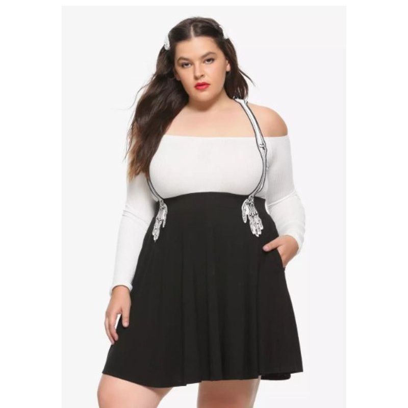 Hot Topic Hot Topic Black Skirt w/ Bones Suspenders - Size Large Size 30" / US 8 / IT 44 - 5 Thumbnail