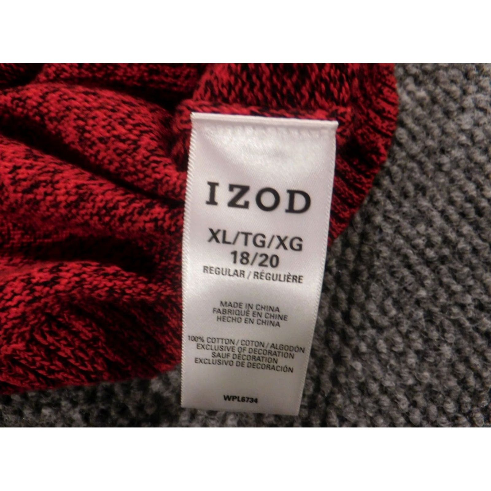 Izod VINTAGE IZOD Womens Sweater XL Red Pullover Mock Neck Puff Sleeve Cotton Knit Stretch Open Bow Button Size XL / US 12-14 / IT 48-50 - 7 Thumbnail