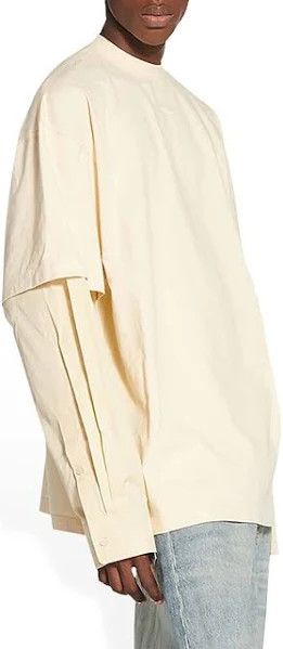 Balenciaga o1mt1gz1124 Back Hem Layered T-Shirt in Cream Size US S / EU 44-46 / 1 - 4 Thumbnail
