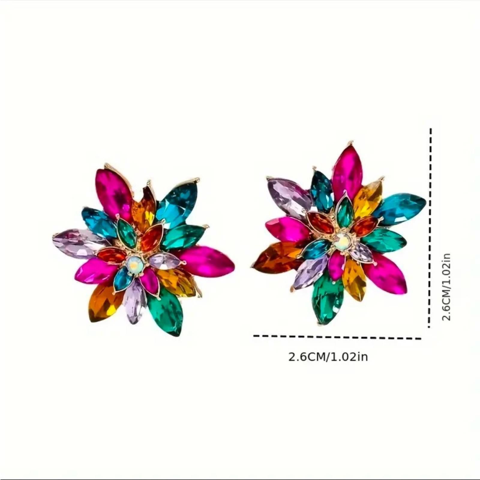 Designer Floral Multi Color Gemstone Stud Earrings Size ONE SIZE - 5 Thumbnail