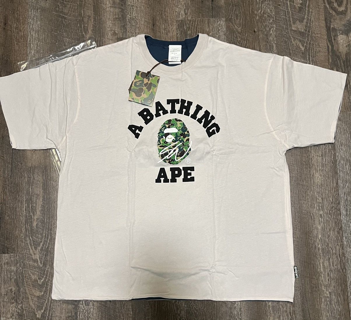 image of Bape X Sean Wotherspoon Reversible Tee in Ivory, Men's (Size XL)