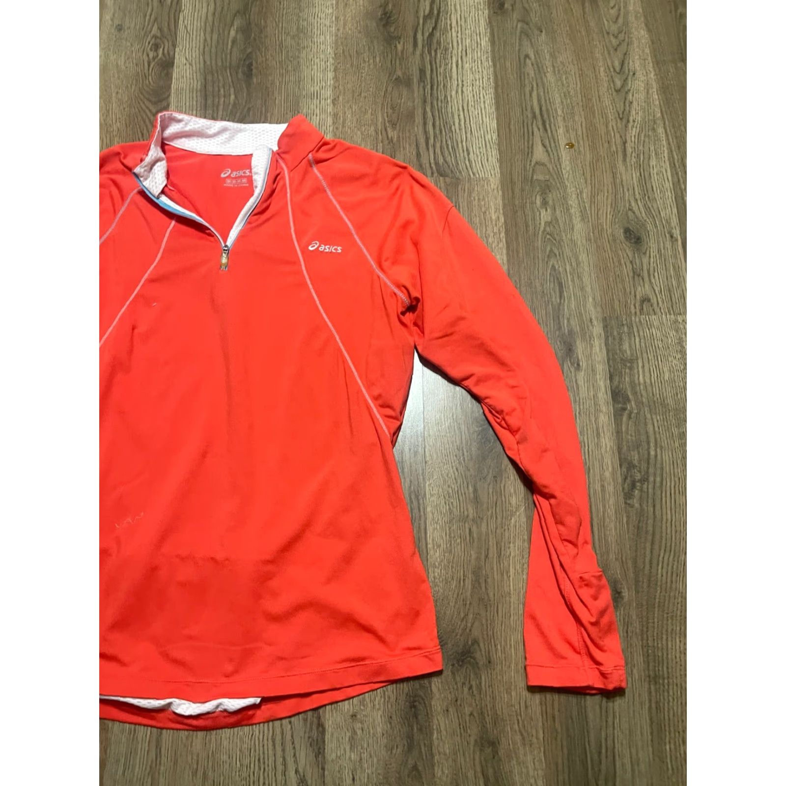 Asics ASICS Shirt Women Medium Orange 1/4 Zip Long Sleeve Logo - Casual Modern Basic Regular Fit - Free Return Size M / US 6-8 / IT 42-44 - 4 Thumbnail
